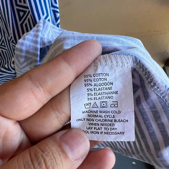 O'Neill Mini Dress - Size Small - Blue and White Geometric & Strips - Picture 3 of 4